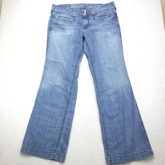 Ariat Denim - Ariat Denim Women's Trouser Jeans Size 32R Light Wash Wide Leg Flare Denim Pants